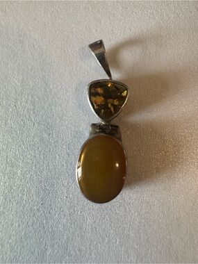 C Aceloni Sterling Silver Two-Stone Pendant Faceted citrine 925